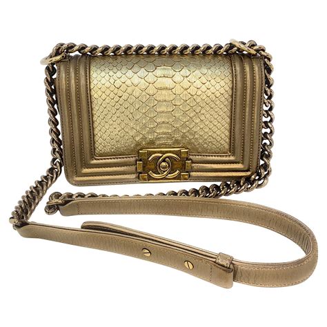 chanel python boy bag gold|authentic chanel python bags.